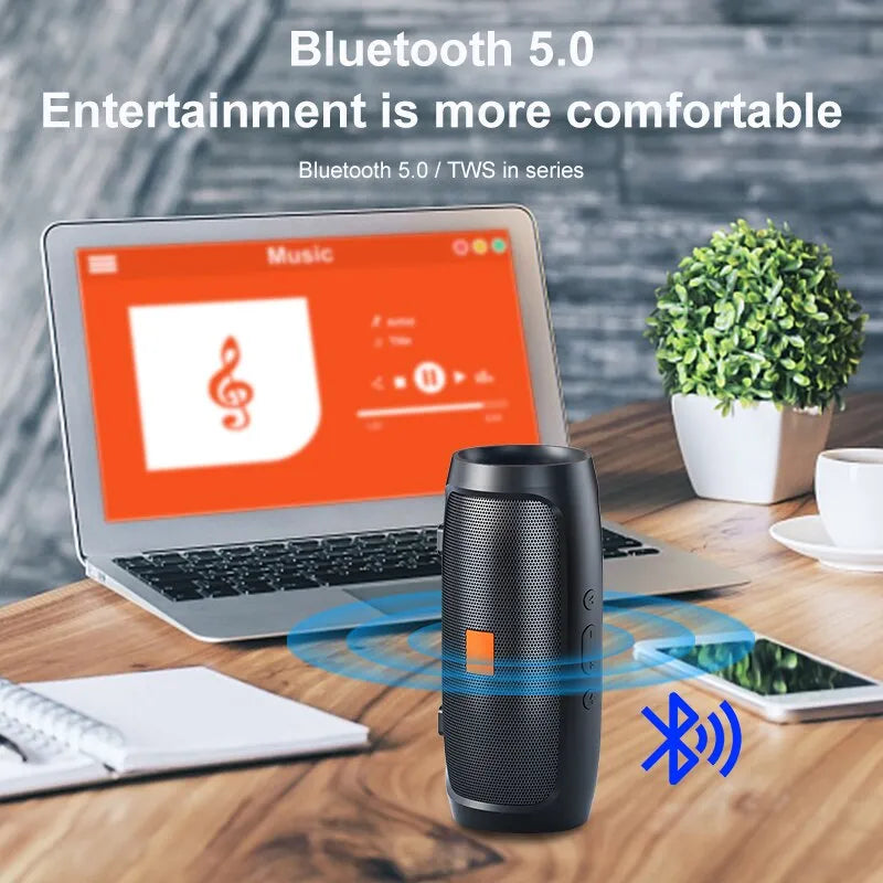 Alto-falante Bluetooth Duplo Estéreo ao ar Livre  Reprodução FM Transmissão de Voz Portátil Subwoofer 50