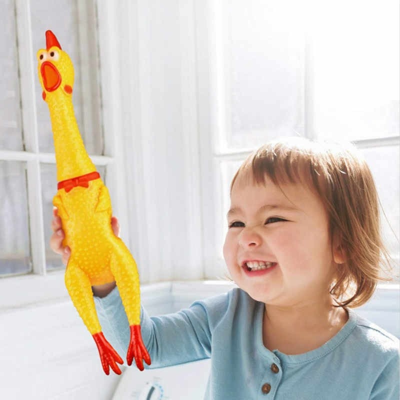 Brinquedo frango com gravata de som de borracha para animais de estimação