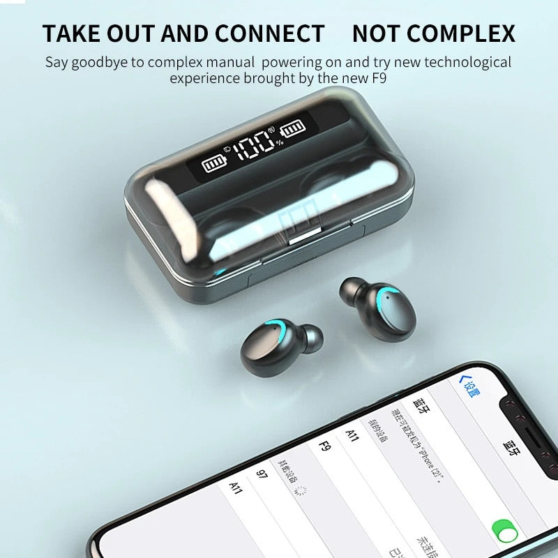 Novo sem fio TWS Bluetooth fone de ouvido com display LED Toque Ruído Cancelando Earbuds Sports Music Game Headset impermeável para IOS